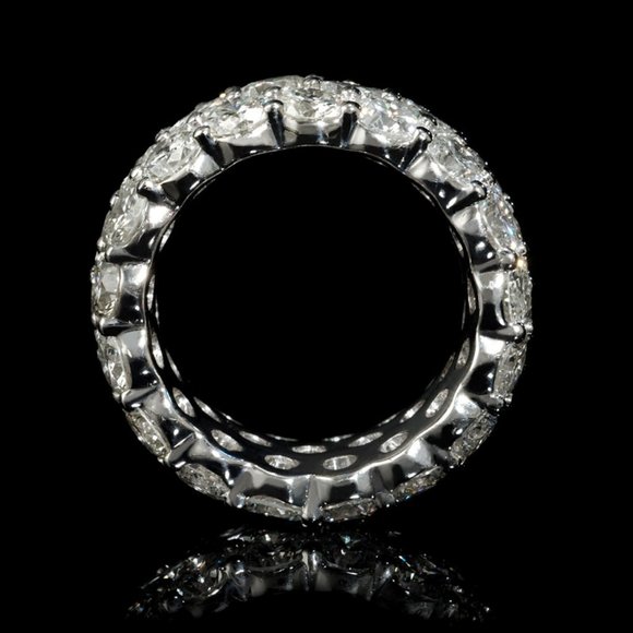 925 Silver Plated Party Big Oval Gems Three Layer Promise Eternity Ring, L476 - Picture 6 of 6